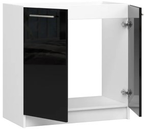 Spodná kuchynská skrinka pod drez OLIWIA S80 biela / čierna, lesk