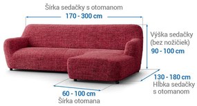 Bielastické poťahy VITTORIA bordó sedačka s otomanom vpravo (š. 170 - 300 cm)