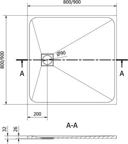 Mexen Bert, SMC štvorcová sprchová vanička 80 x 80 cm, biela, 4K108080
