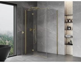 Mexen, Mexen Mist H T sklápací sprchový kút ľavý 100 x 95 cm, transparentný, zlatý - 8A5T-100-095-50-00-L