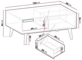 Konferenčný stolík WILLOW 46x104 cm čierna/dub artisan