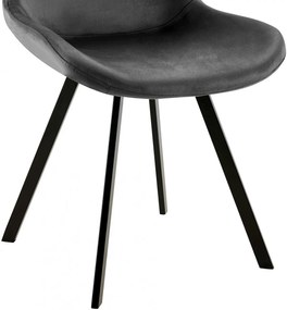 Jedálenská stolička Lewes - zamat - Tmavo sivá