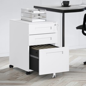 Kovový kontejner pod stůl KATE 390 x 600 x 500 mm, bílý