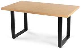 Rozkladací jedálenský stôl Escuchan (dub zlatý + čierna) (pre 6-10 osôb). Akcia -22%. Vlastná spoľahlivá doprava až k Vám domov. 1119018