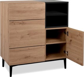 Skrinka 2-dverová Nola, dub artisan/čierna