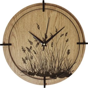 Drevené nástenné hodiny do obývačky prírodný dizajn | SENTOP HDF0587-OAK