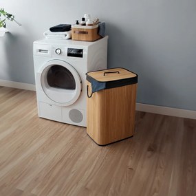 Čierny/v prírodnej farbe bambusový kôš na bielizeň 78 l Bamboo – Compactor