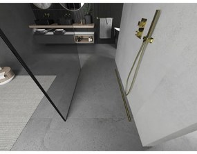 Mexen Kioto, sprchová zástena Walk-In 160 x 200 cm, 8mm sklo čierny vzor, zlatý lesklý profil, 800-160-002-50-70
