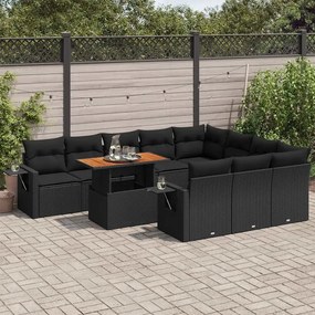 vidaXL 11-dielna záhradná sedacia súprava vankúše polyratan čierna
