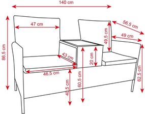 Ratanová záhradná lavica Catini FESTA - Hnedá / Béžová