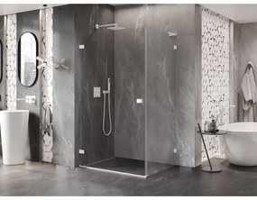 Mexen Lunar-B L, sklápací sprchový kút ľavý 95 x 70 cm, 8mm číre sklo, biely profil, 832L-095-070-20-00-L