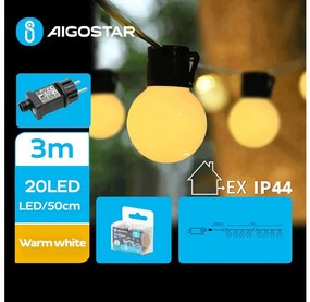 Aigostar - LED vonkajšia dekoratívna reťaz 20xLED/3m IP44 teplá biela