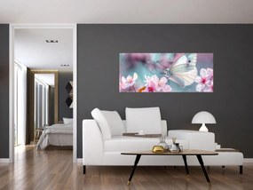 Obraz - Motýľ na čerešni (120x50 cm)