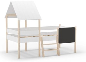 Biela domčeková vyvýšená detská posteľ z borovicového dreva 90x190 cm Mint – Marckeric