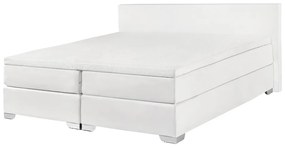 Kontinentálna posteľ biela ekokoža 140x200 cm PRESIDENT Beliani
