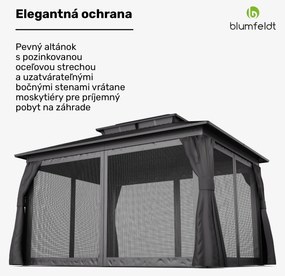Blumfeldt ShadeFortress, altánok, 4 x 3 m, pozinkovaná oceľová strecha, chráni pred slnkom, dažďom a vetrom