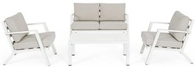 Bielá hliníková záhradná lounge súprava pre 4 Harley – Bizzotto