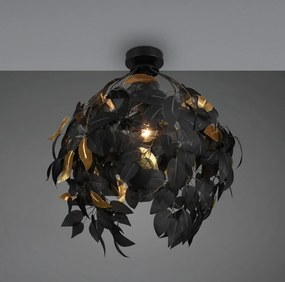 Matne čierne kovové stropné svietidlo s plastovým tienidlom ø 38 cm Leavy – Reality