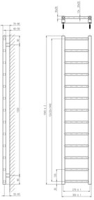 Sapho - Kúpeľňový radiátor METRO LIGHT 276W/230V 30x150 cm lesklý chróm