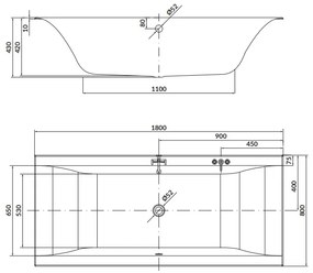 Cersanit Larga akrylátová vaňa 180x80cm + nožičky, biela, S301-306