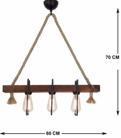 Závesný luster na lankách KUTUK 3xE27/40W/230V borovica