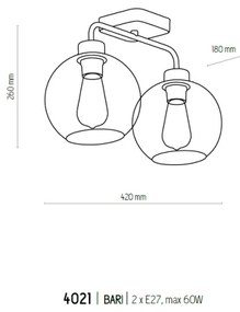 Prisadený luster BARI 2xE27/60W/230V