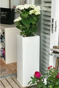 Kvetináč BLOCK, pozink, výška 80 cm, biely, vr. zavlaž. systému