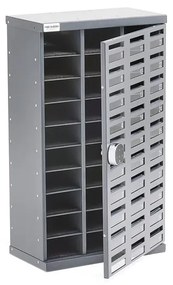 Skrinka na mobilné telefóny PAUSE, 30 priehradiek, el. zámok, tmavošedá