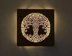 Obraz Keltský strom života s led podsvietením na batériu