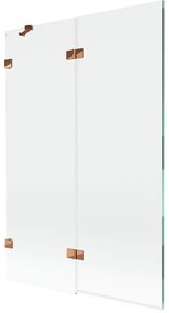 Mexen Lunar, 2-krídlová vaňová zástena ľavá 120 x 150 cm, číre sklo, ružové zlato, 897-120-100-60-00-L