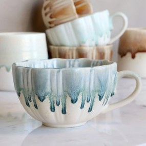 Hrnek s uchem z New Bone China porcelánu modrý – Ø11*6,5 cm