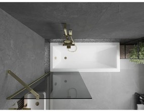 Mexen Next, vaňová zástena 1-krídlová 70 x 150 cm, fixné krídlo, 6 mm šedé sklo, zlatý profil, 895-070-000-00-40-50
