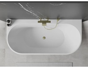 Mexen Oval+, voľne stojaca vaňa ku stene 170 x 80 cm, biela lesklá, zlatý lesklý prepad, 52681708000-50