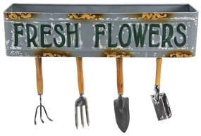 Dekoračná nástenná polička so záhradným náradím Fresh Flowers - 56*16*29 cm