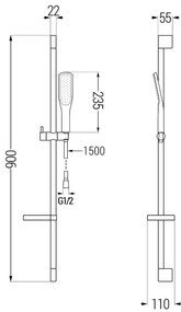 Mexen sprchový set DS49, čierna/zlatá, 785494583-57