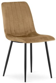 Set troch jedálenských stoličiek LAVA zamatové, hnedé / čierne nohy (3 ks)