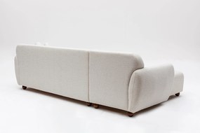 Rohová pohovka Eddy s robustným rámom z bukového dreva a drevotrieskovej dosky 280 x 93 cm, ľavá, biela