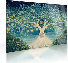 Sklenený obraz – Magický strom so špirálami (70x50 cm)