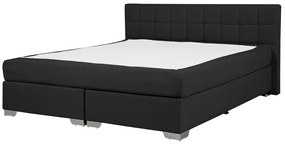 Čierna čalúnená kontinentálna posteľ 140x200 cm ADMIRAL Beliani