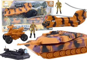 LEAN Toys Vojenská súprava: tank, vrtuľník, výsadkár, zvuky