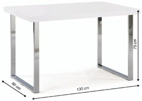 Tempo Kondela Jedálenský stôl, biela HG + chróm, 130x80 cm, TALOS