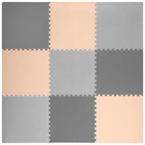 Duża mata piankowa puzzle Ricokids 180x180cm 9 szt szaro-brzoskwiniowa