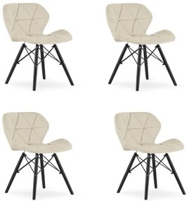 Set štyroch jedálenských stoličiek LAGO zamatové, béžové / čierne (4 ks)