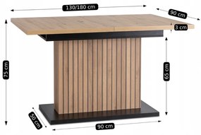 JAKS Rozkladací stôl 130 - 180 cm dub artisan čierny Giant