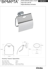 Bemeta Design OVAL: Držiak toaletného papiera, s krytom - 118412011