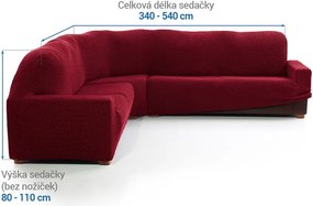 Super strečové poťahy NIAGARA bordó rohová sedačka (š. 340 - 540 cm)