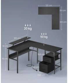 Písací stôl s podsvietením SOLEA-X hnedá/čierna