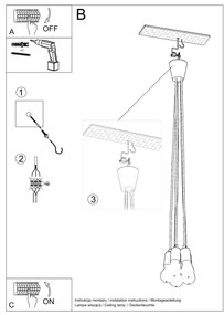 Závesné svietidlo Diego 5, oranžové telo svietidla