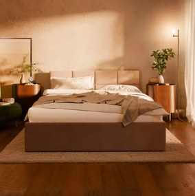Manželská posteľ BORGO Velvet 180×200 cm hnedá