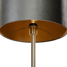 Stojacia lampa mosadz s plyšovým tienidlom zelená 40 cm - Simplo